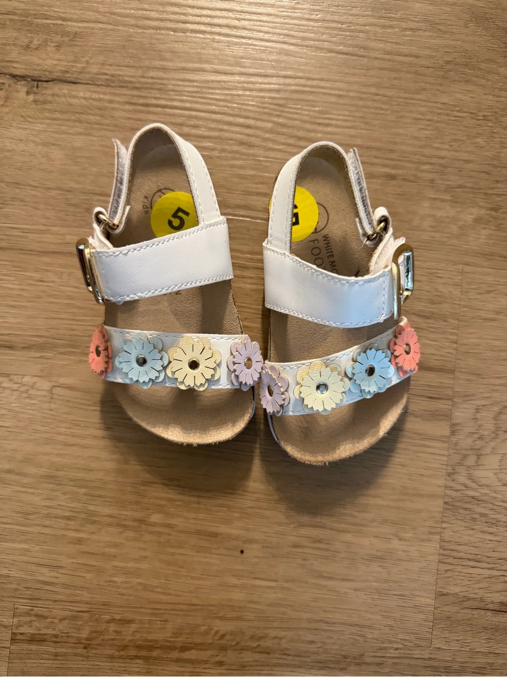 White Mountain White Kids Sandals with Pastel Floral Accents